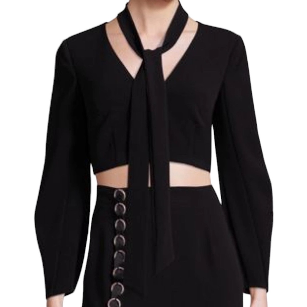 Cinq a Sept Rosella Crepe Cropped Black Top XS NWT